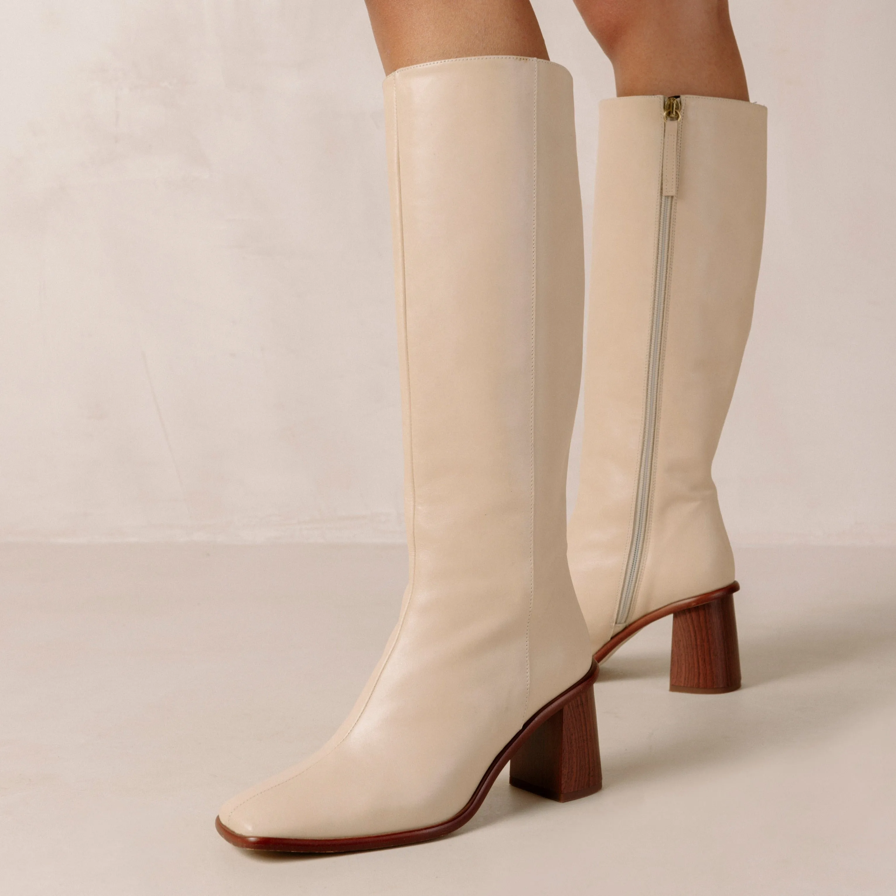 East Cream Leather Boots