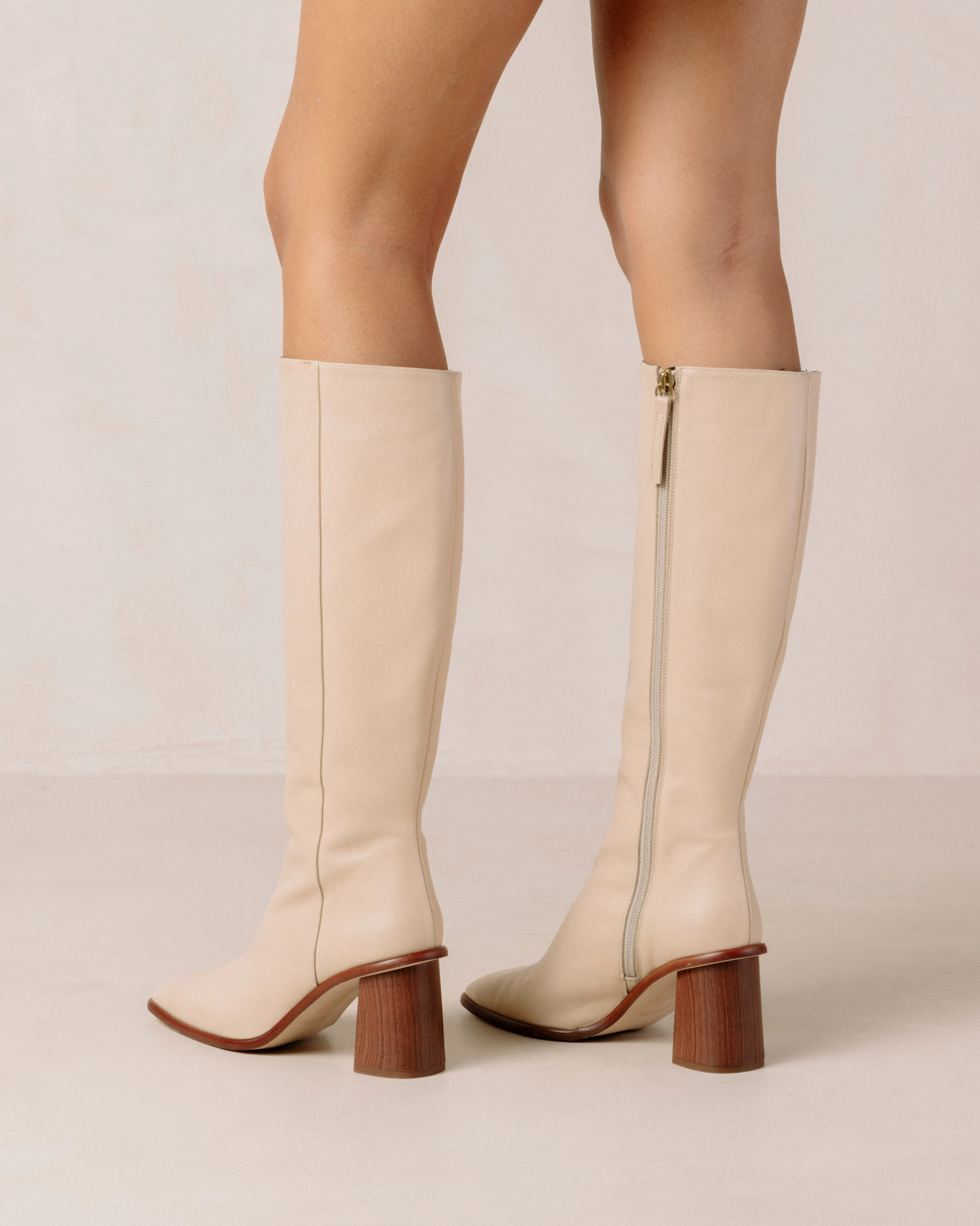 East Cream Leather Boots