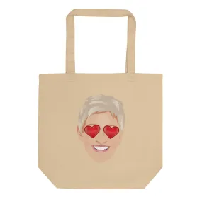 Ellen Emoji Heart Eyes Tote- Natural