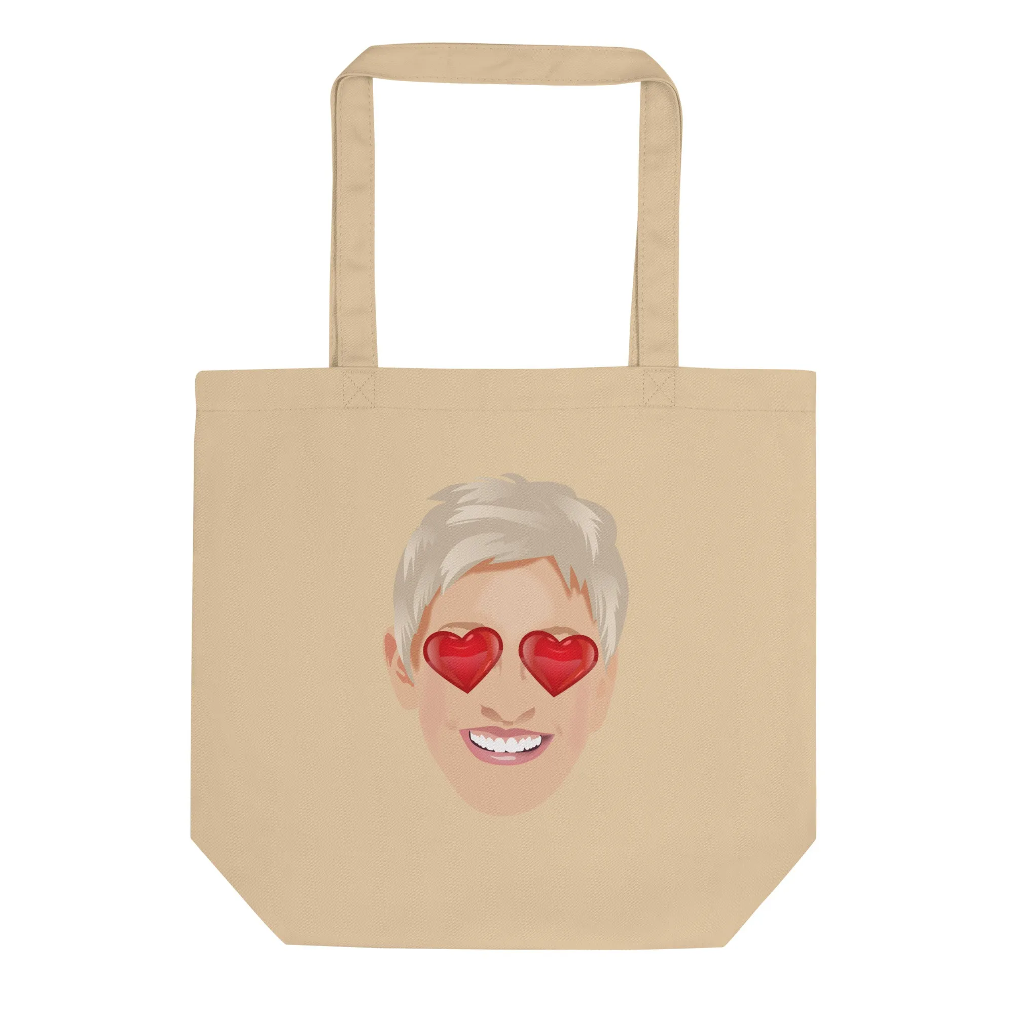 Ellen Emoji Heart Eyes Tote- Natural