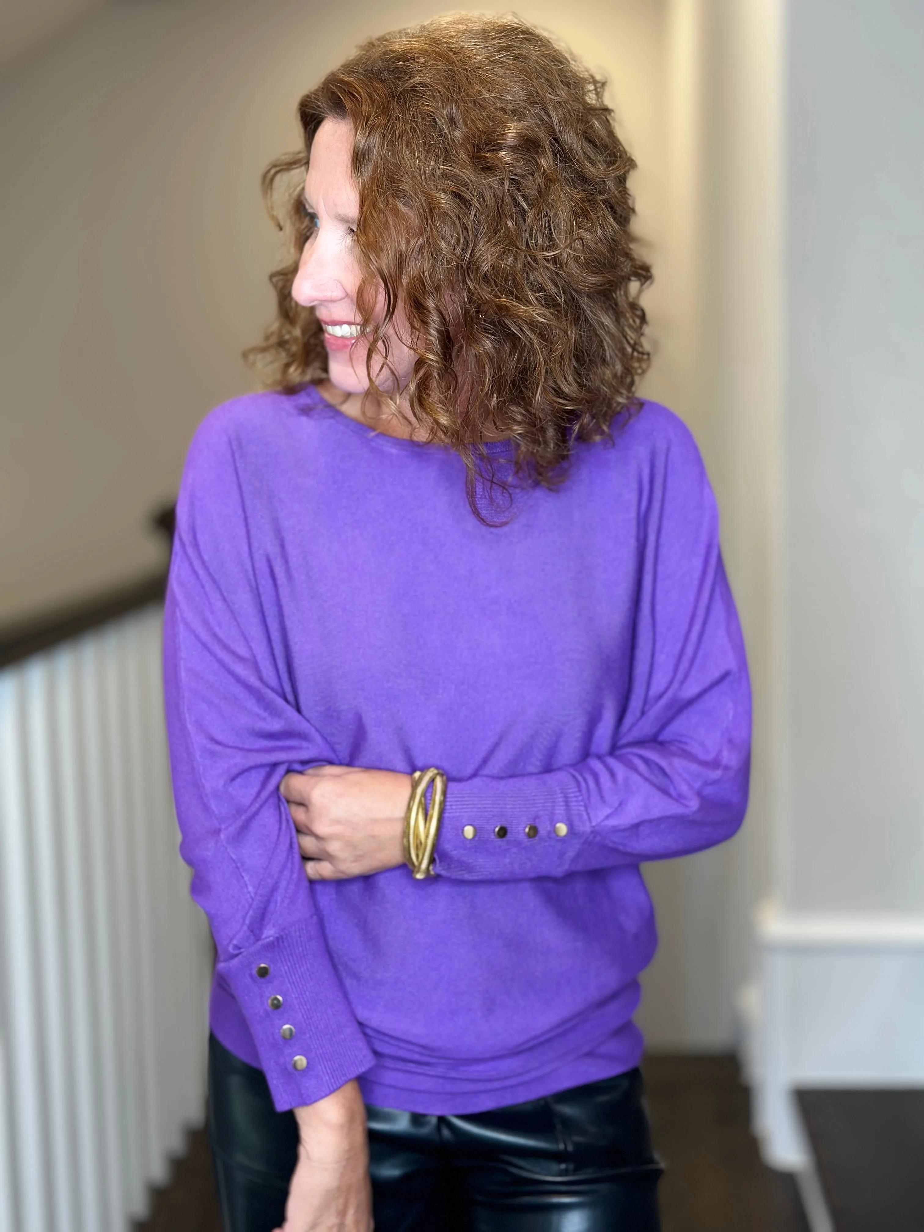 Esqualo Batwing Sweater in Deep Lavender