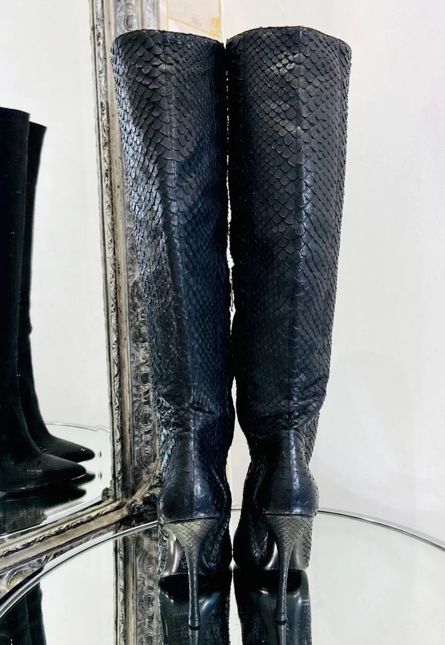 Gianmarco Lorenzi Python Skin Boots, Size 38