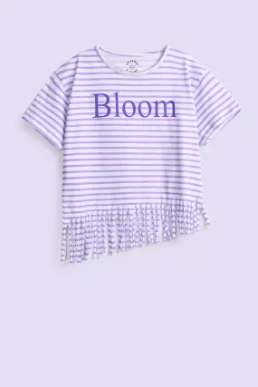 GIRLS BLOOM STRIPER DROP SHOULDER T SHIRT