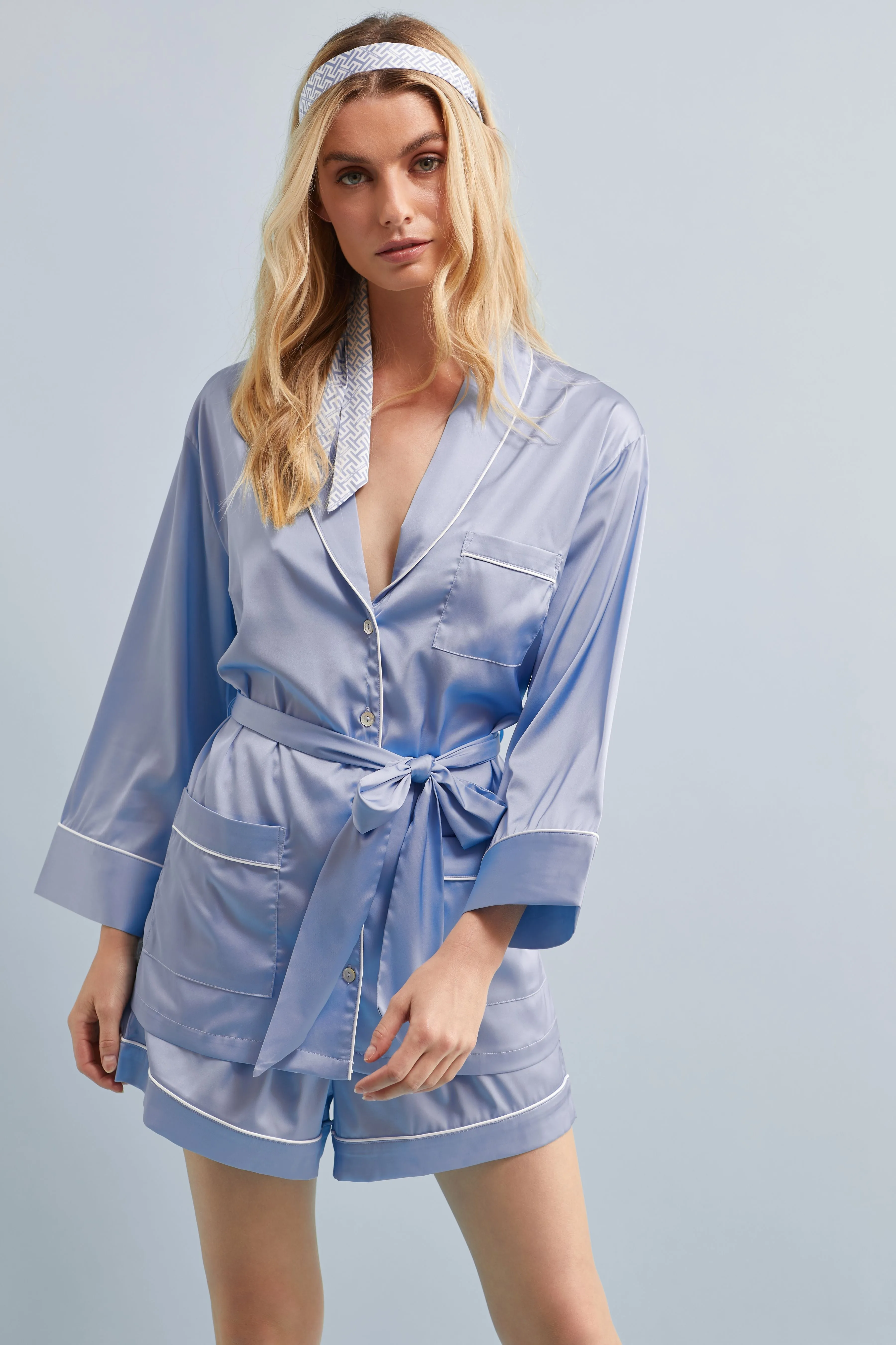 Halston x Homebodii Patricia Pyjama Set - Eggshell Blue