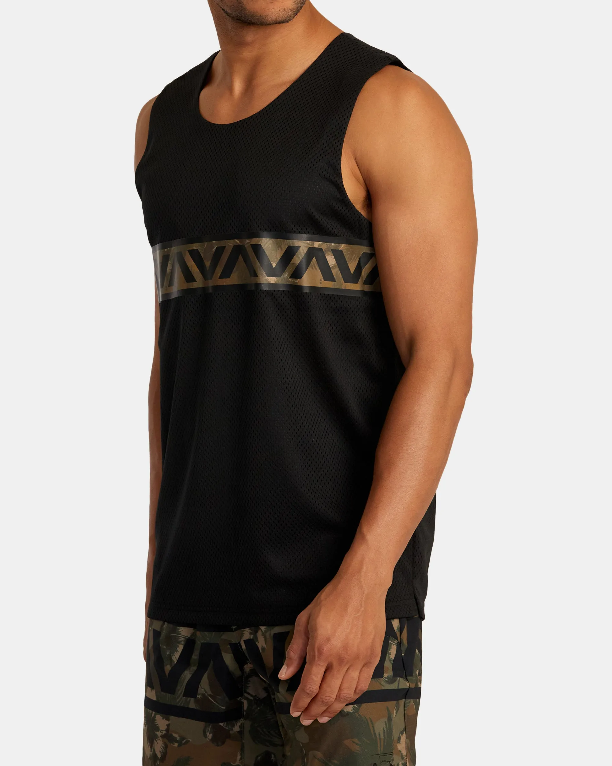 Hawaii Taro Mesh Tank Top - Black Multi