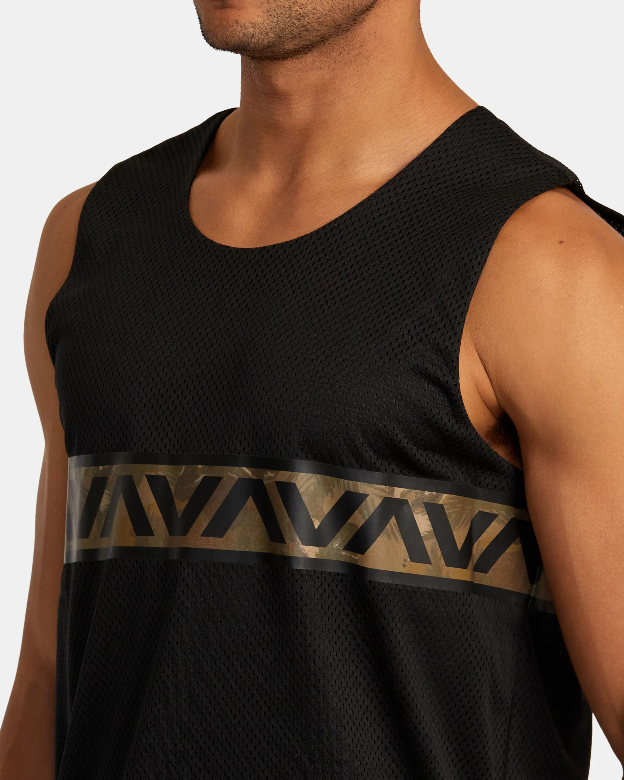 Hawaii Taro Mesh Tank Top - Black Multi