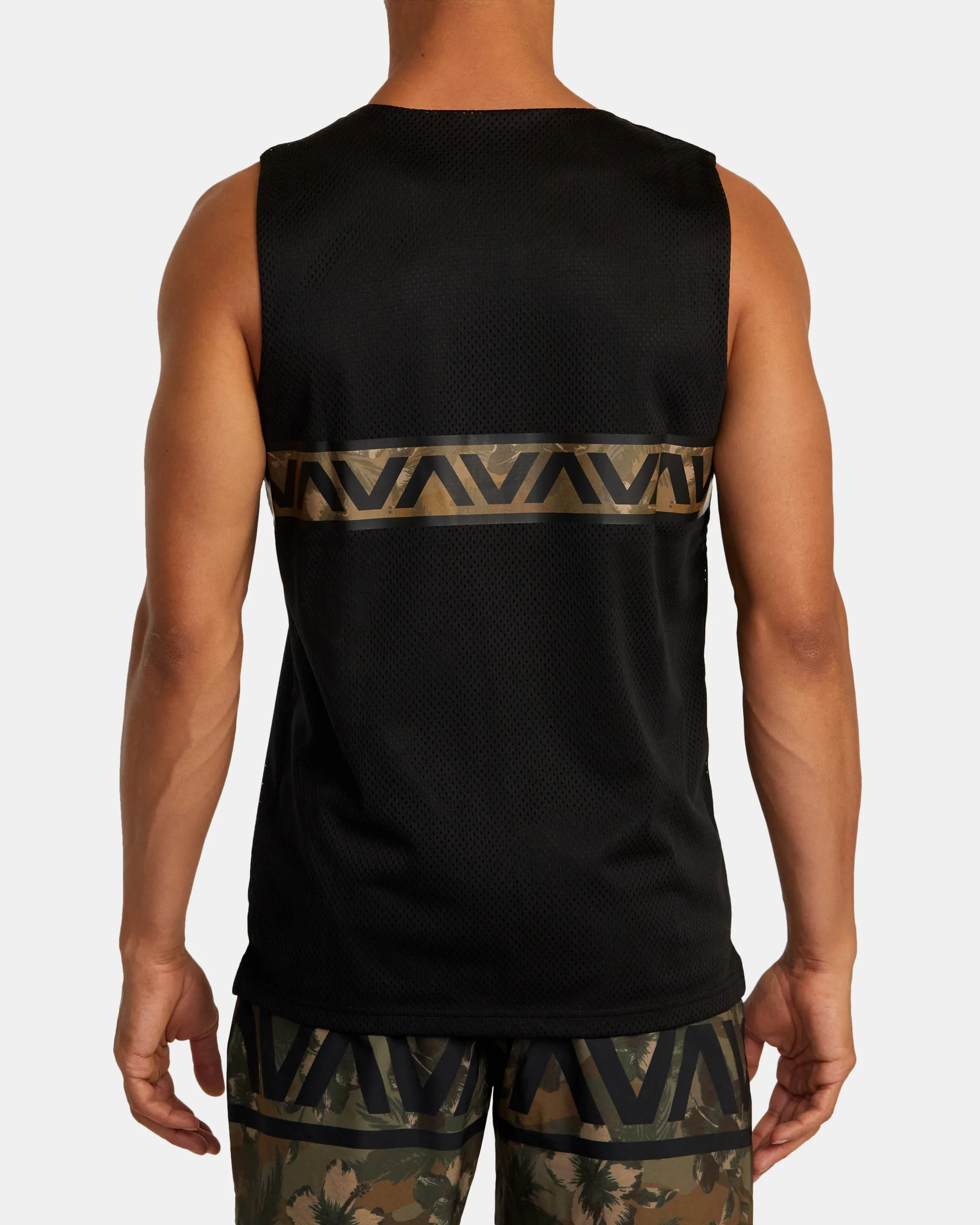 Hawaii Taro Mesh Tank Top - Black Multi