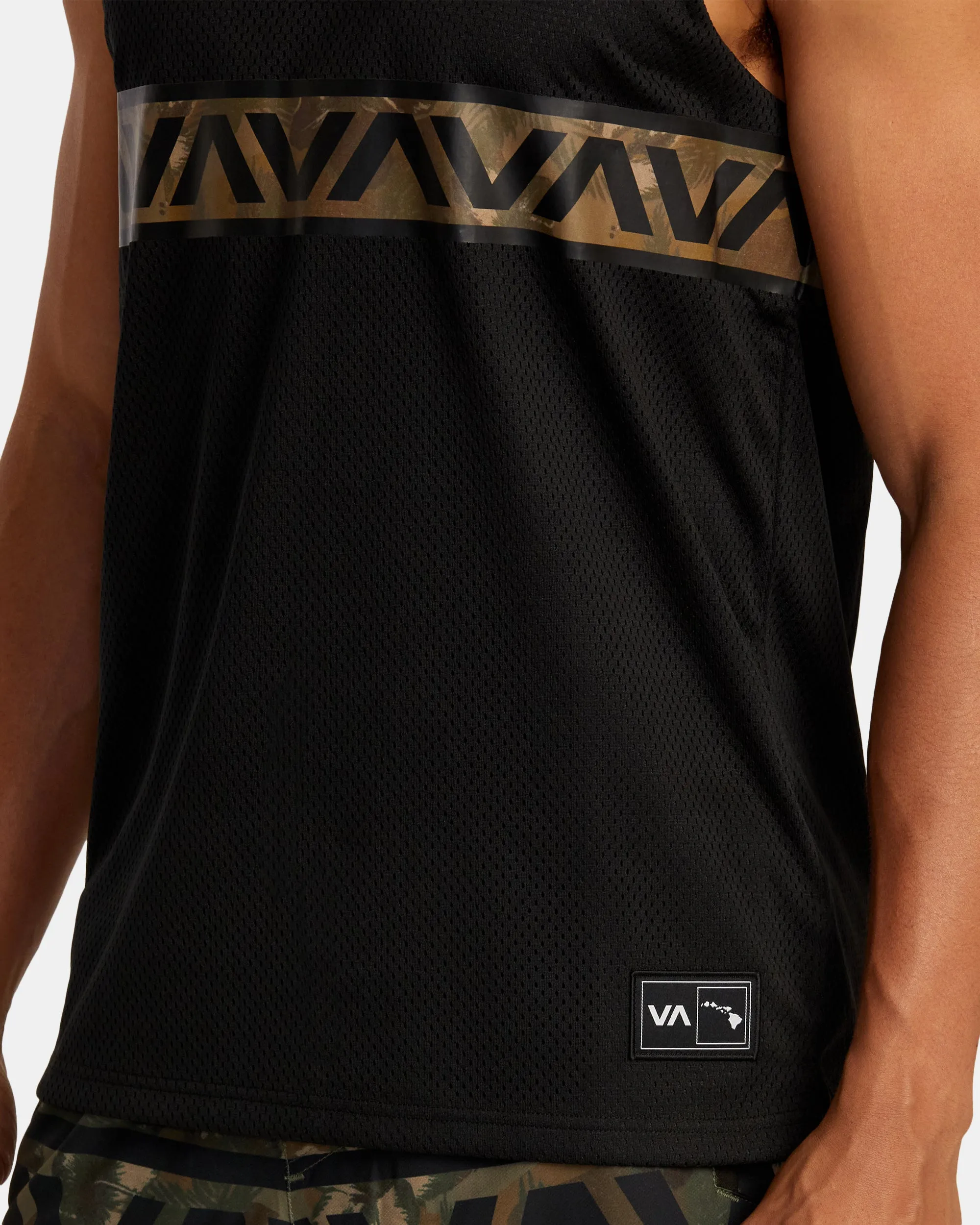 Hawaii Taro Mesh Tank Top - Black Multi