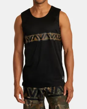 Hawaii Taro Mesh Tank Top - Black Multi