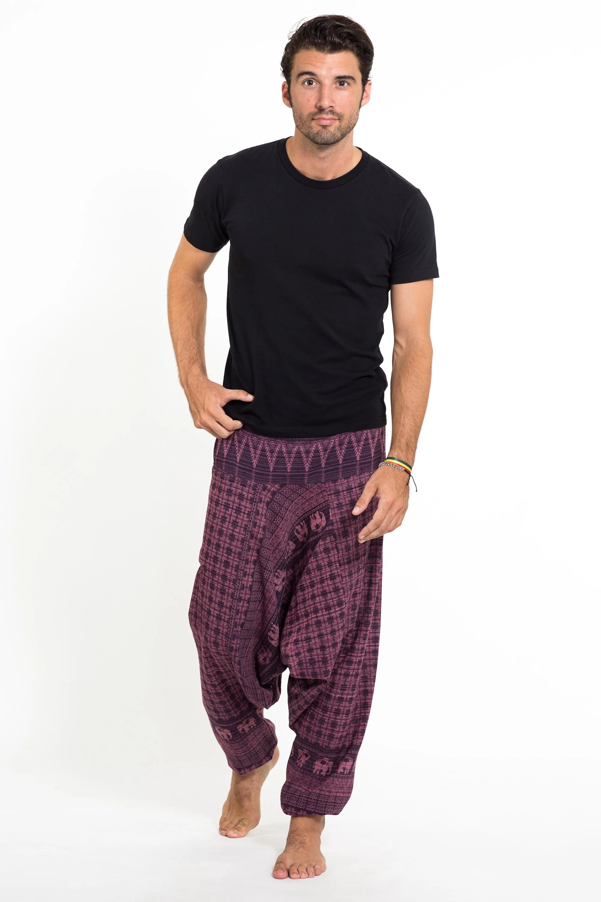 Hill Tribe Elephant Men's Elephant Pants in Purple