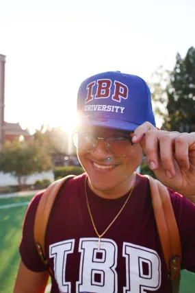 IBP University MAROON lettering NEW ERA 9FIFTY BLACK Flat Brim Snapback HAT