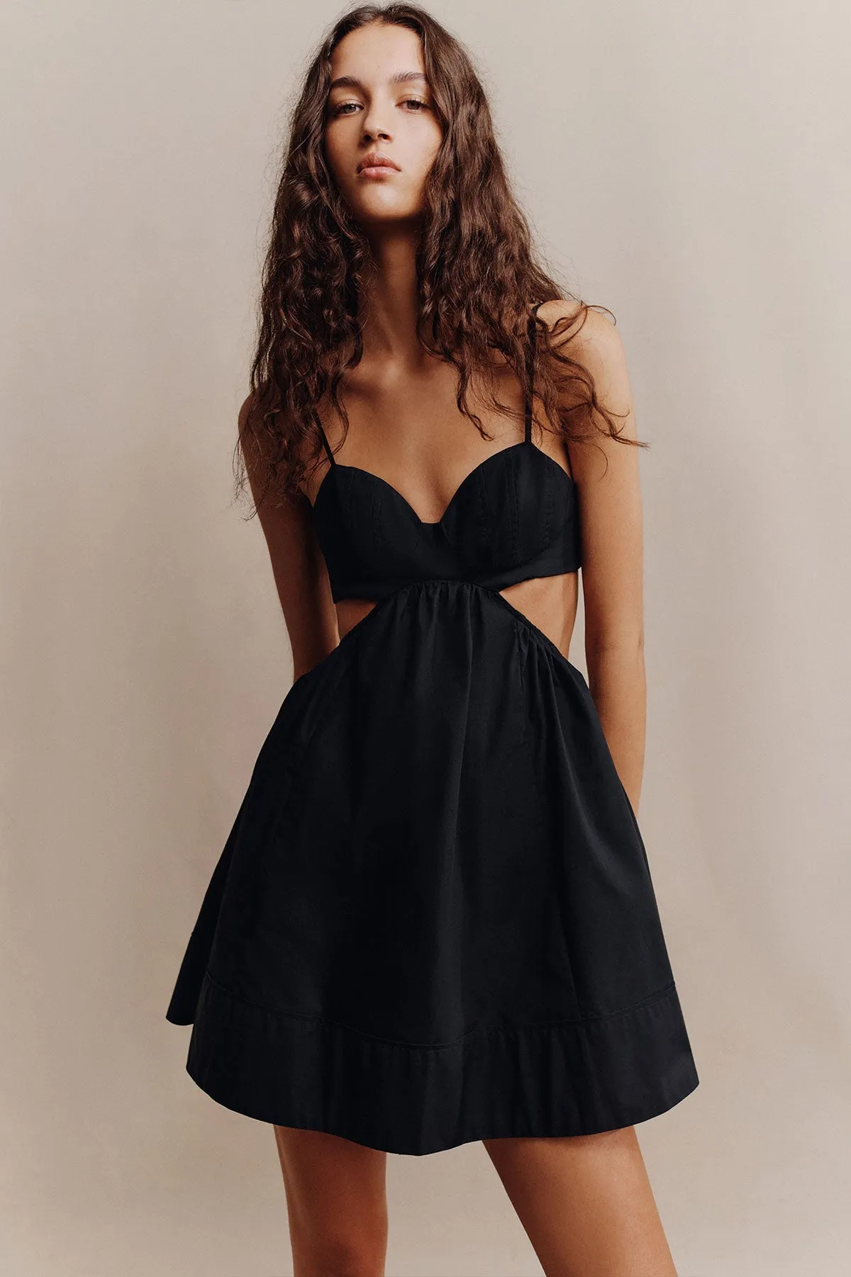 JOSEPHINE BUSTIER CUT OUT MINI DRESS - BLACK