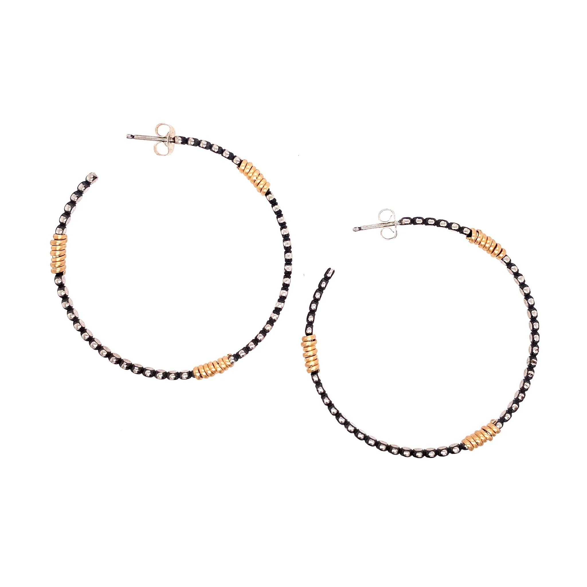 Large Front Facing Bead Hoop with Wraps Earrings (E1649)