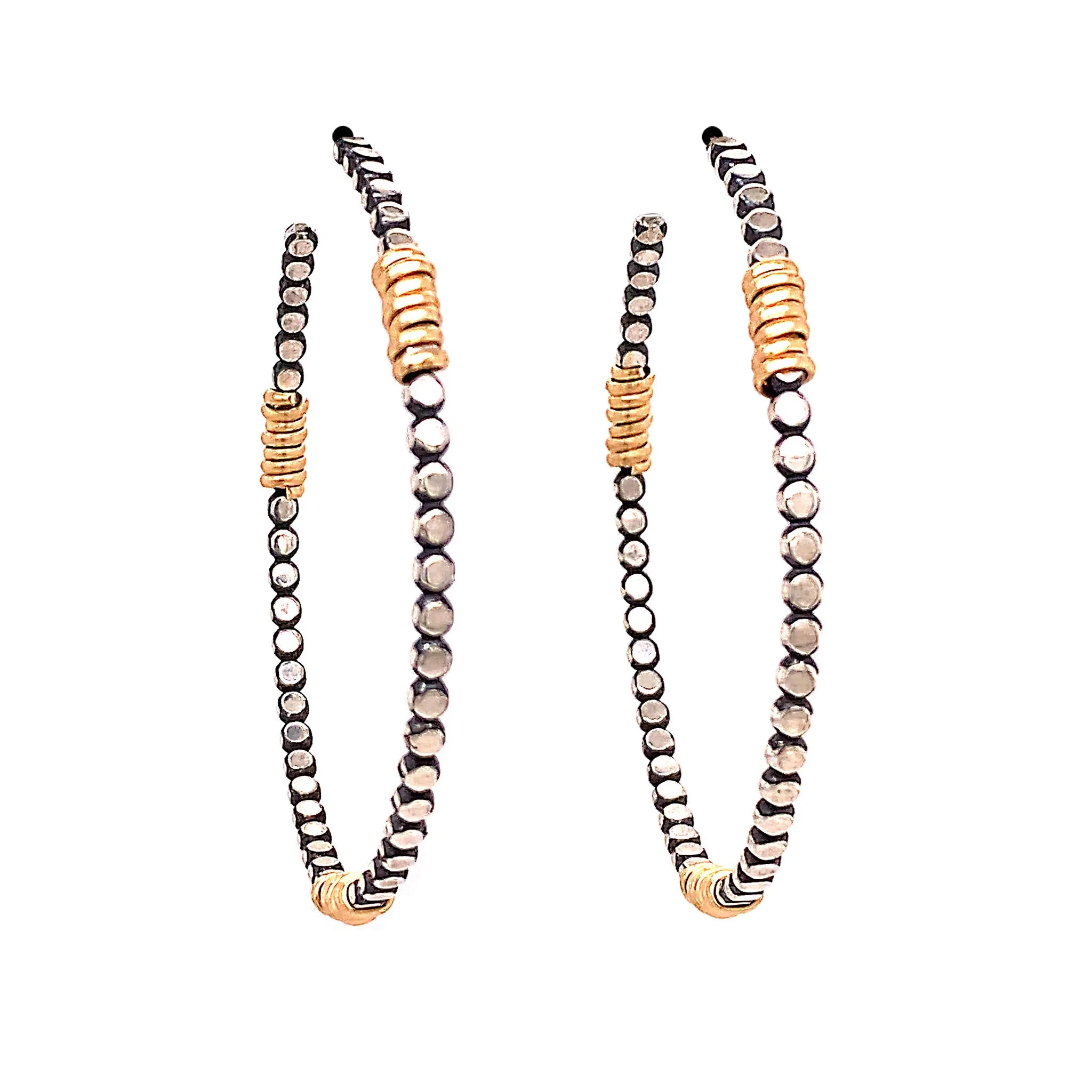 Large Front Facing Bead Hoop with Wraps Earrings (E1649)