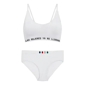 Las Mujeres Ya No Lloran Bralette   Briefs Set - White