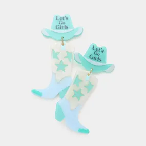 Let's Go Girls Western Hat Dangle Earrings-M H W ACCESSORIES