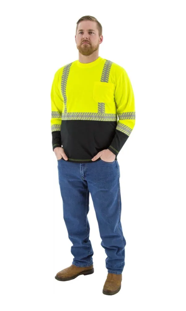 Majestic 75-5257 Hi-Vis Yellow Long Sleeve Reflective Chainsaw Striping ANSI 2 R