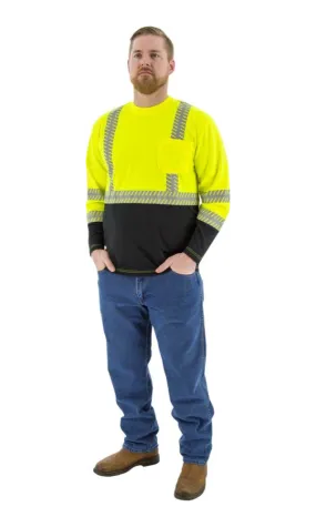 Majestic 75-5257 Hi-Vis Yellow Long Sleeve Reflective Chainsaw Striping ANSI 2 R