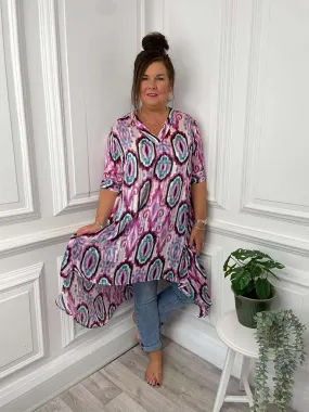 Malissa J Tile Print A-Line Tunic - Pink Multi