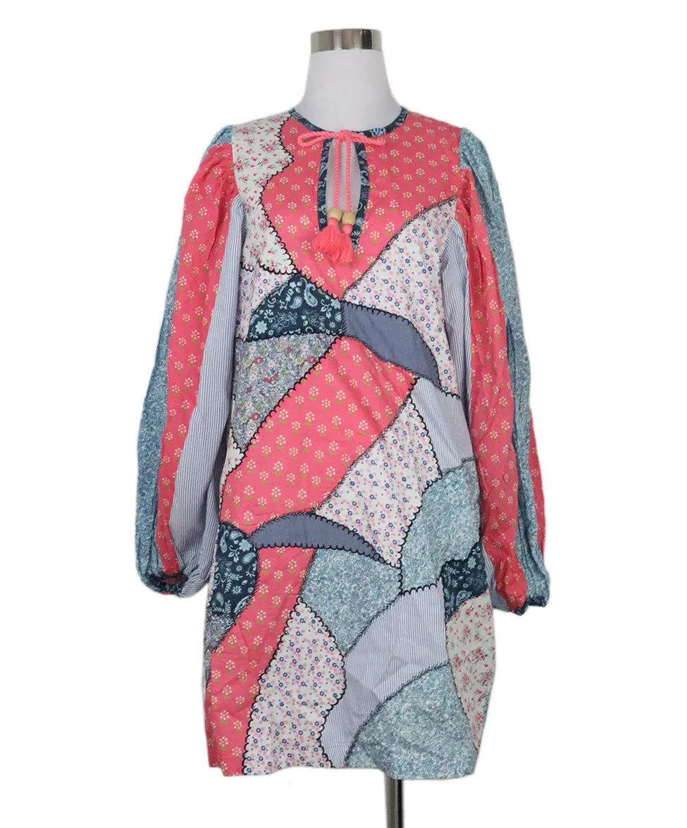 Manoush Pink & Blue Patchwork Dress sz 6