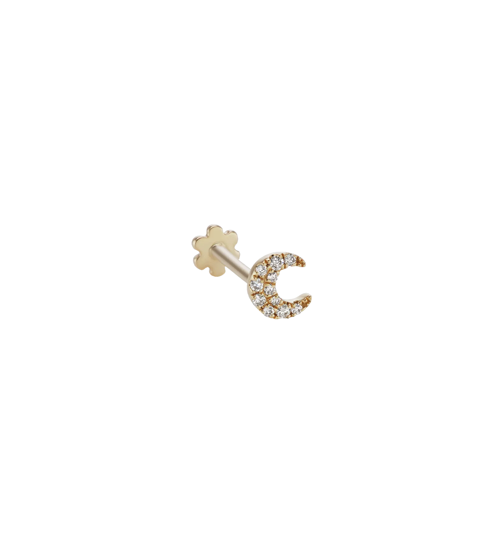 Maria Tash Diamond Moon Threaded Stud Earring 14K