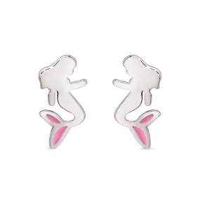 Mermaid Stud Earrings in Sterling Silver