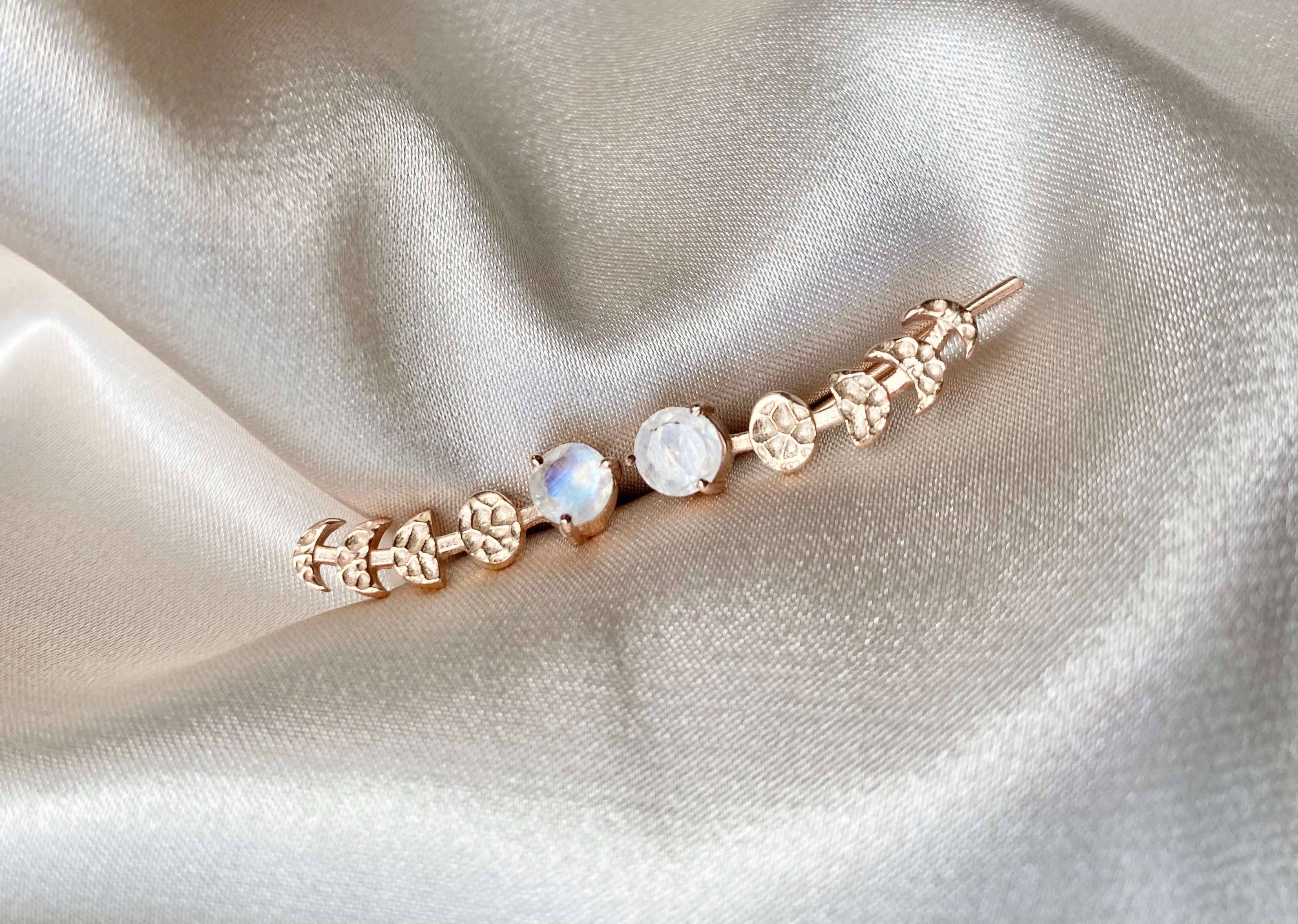 Moonstone Moon phase ear climber