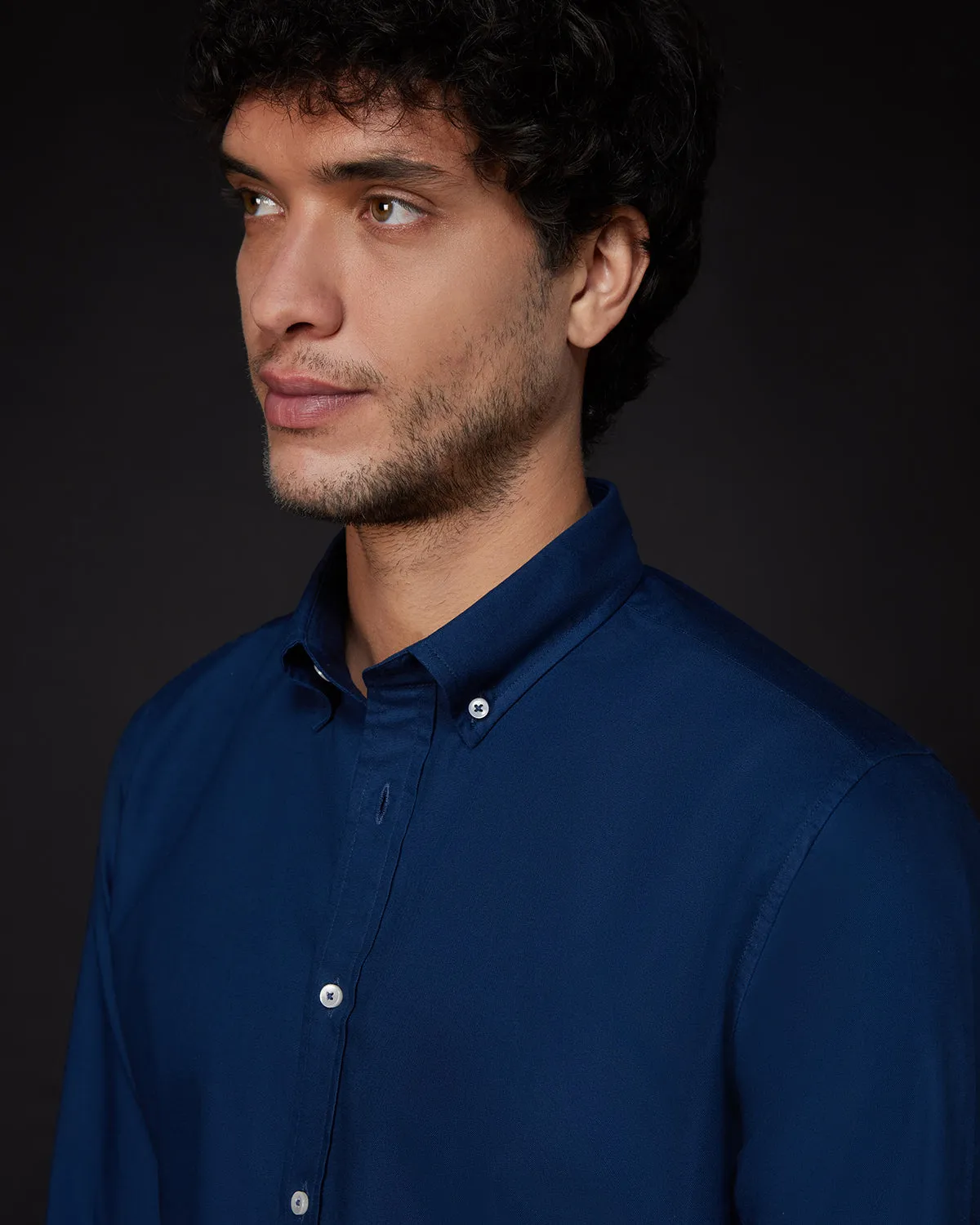 Navy Washed Oxford Shirt