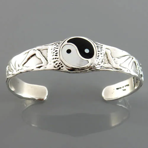 Nice Sterling Silver Yin Yang Cuff Bracelet