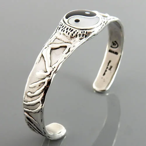 Nice Sterling Silver Yin Yang Cuff Bracelet