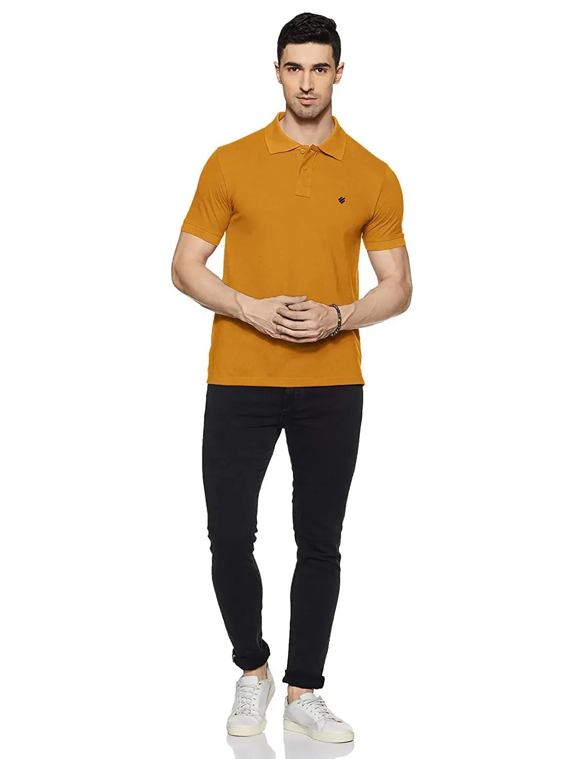 ONN Men's Cotton Polo T-Shirt (Pack of 2) in Solid Bottle Green-Mustard colours