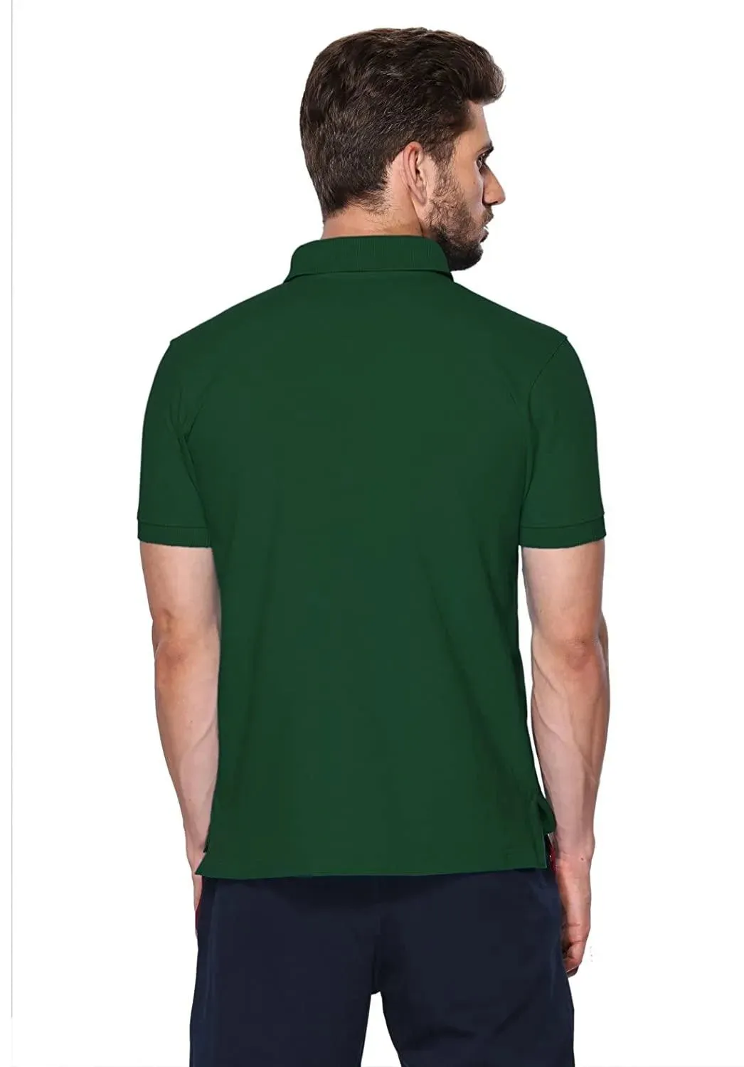 ONN Men's Cotton Polo T-Shirt (Pack of 2) in Solid Bottle Green-Mustard colours