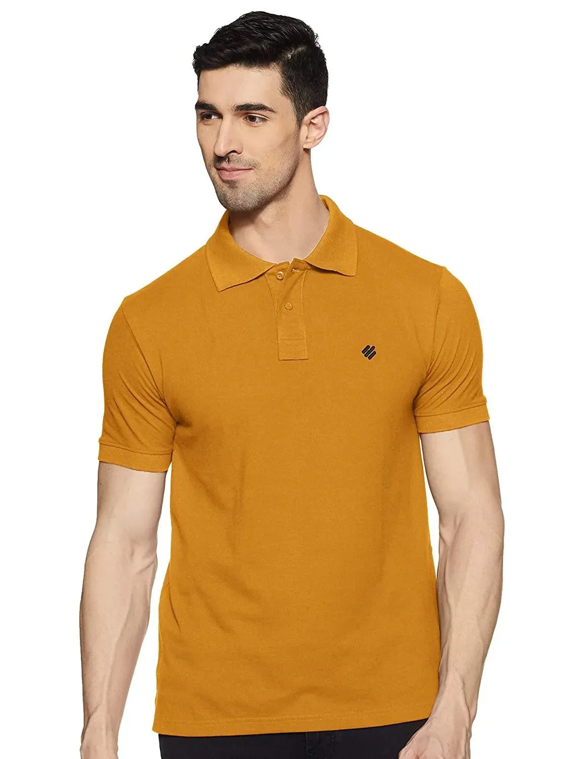 ONN Men's Cotton Polo T-Shirt (Pack of 2) in Solid Bottle Green-Mustard colours