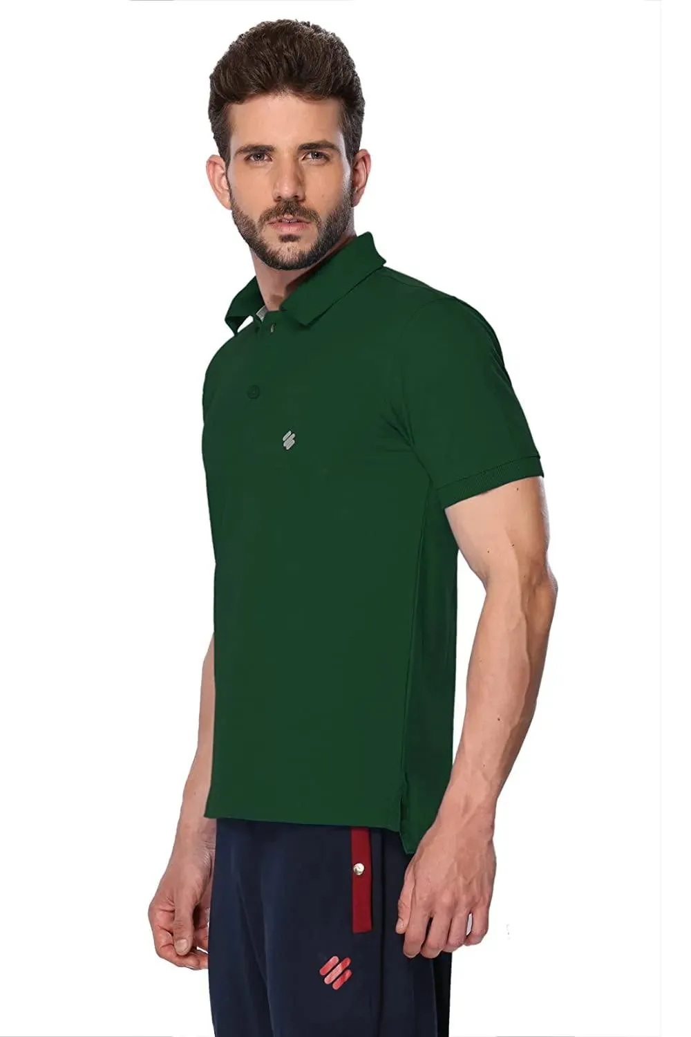 ONN Men's Cotton Polo T-Shirt (Pack of 2) in Solid Bottle Green-Mustard colours