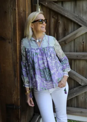 Oopsy Blouse - Frolic Cream and Lavender