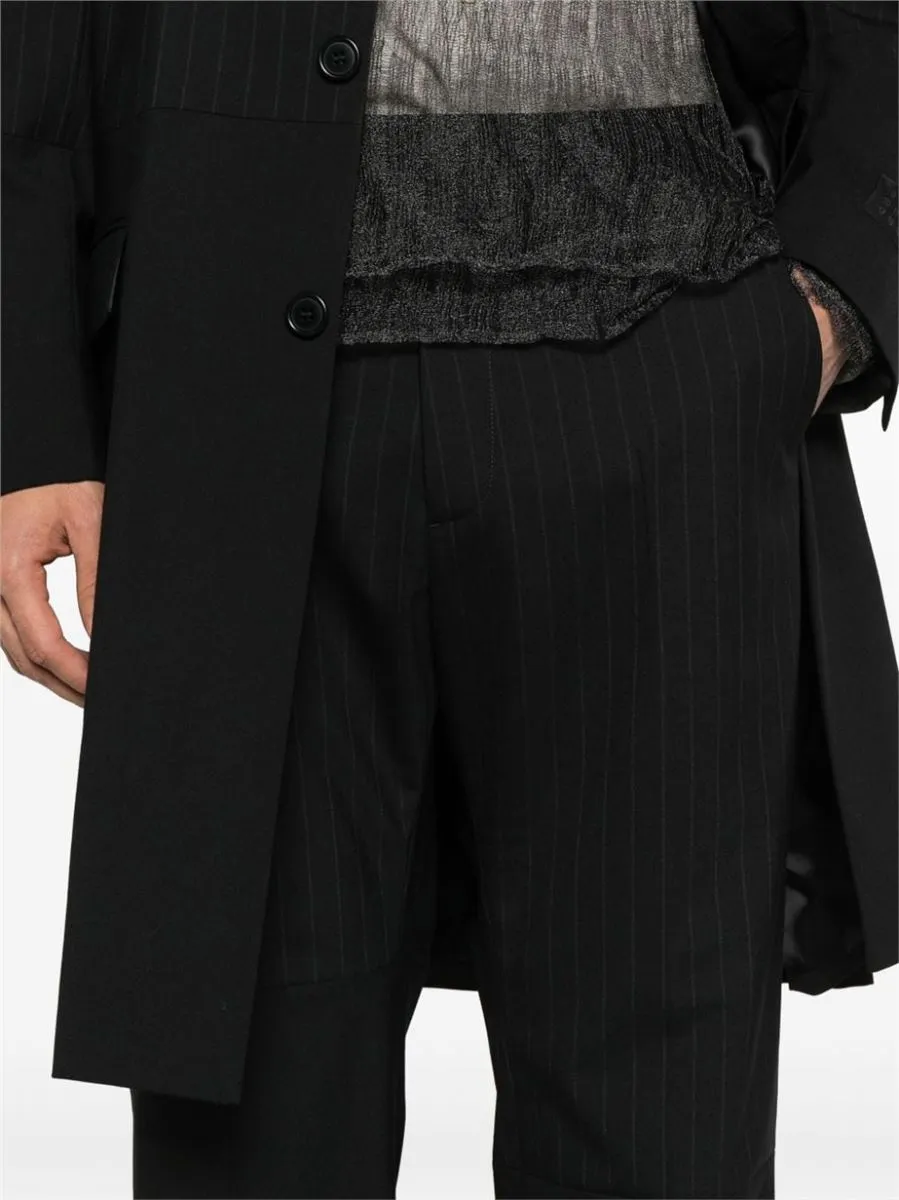 PANELLED PINSTRIPE TAILORED TROUSERS