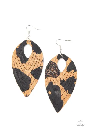 Paparazzi Cork Cabana - Black Earrings