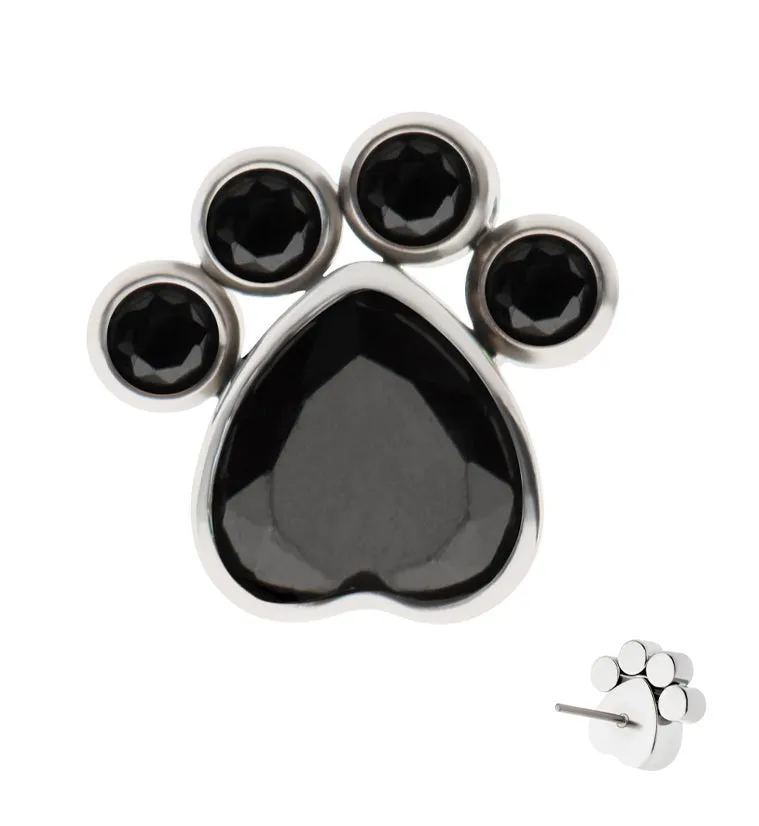 Paw Black CZ Titanium Threadless Top