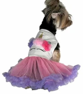 Pawpatu Pink and Purple Unicorn Dress for Dogs