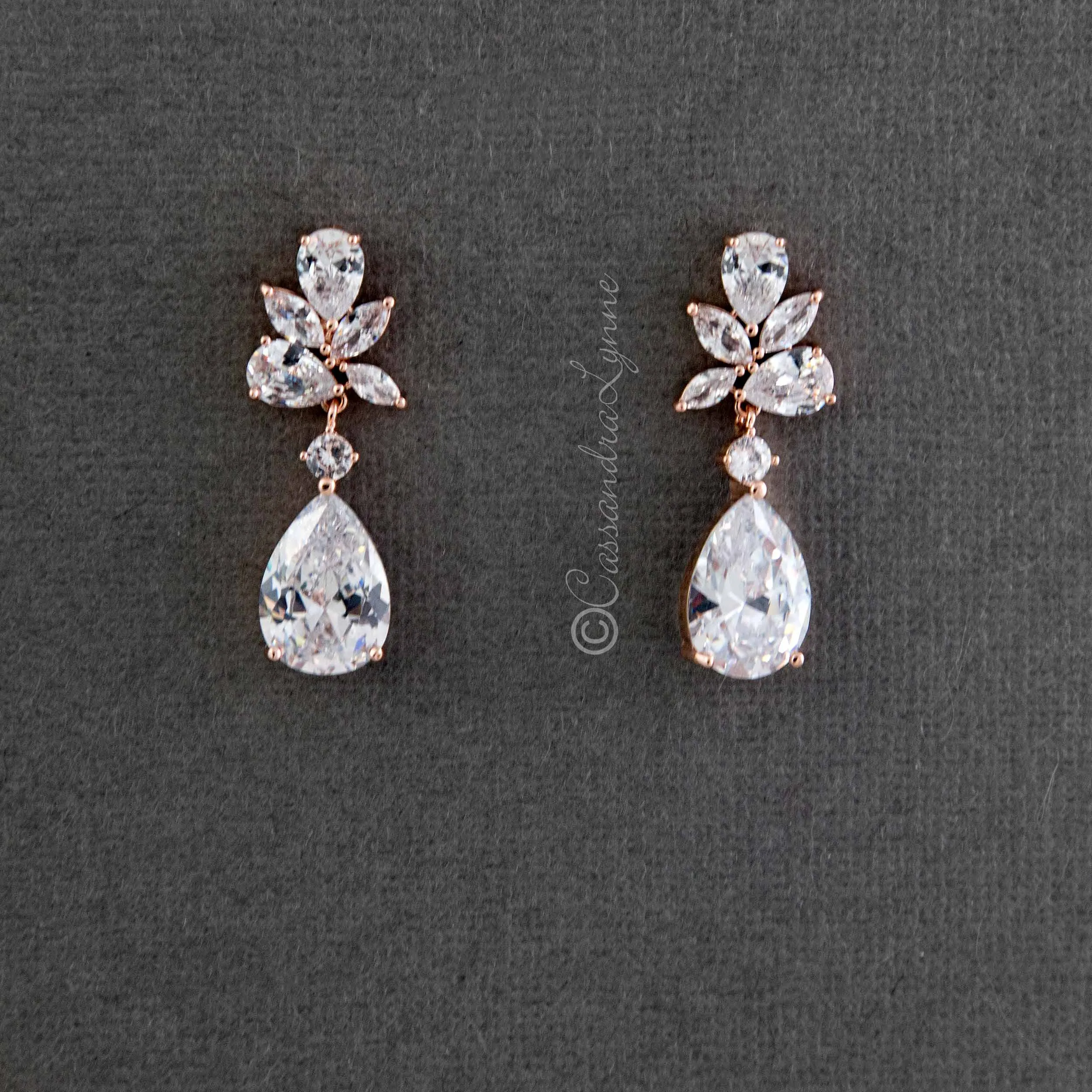 Pear Drop CZ Bridal Earrings