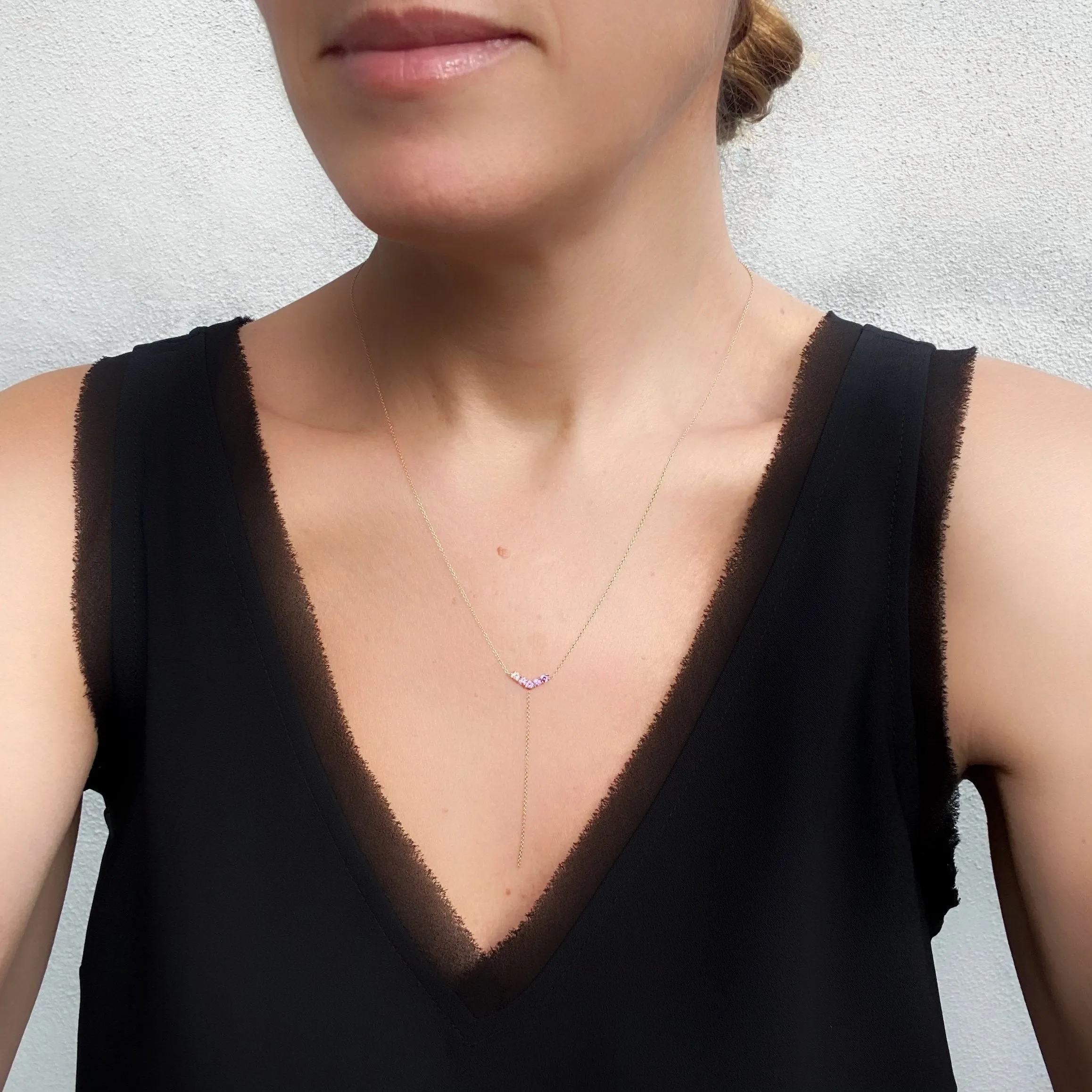 Pegasus Chev Lariat Ombré Sapphire Necklace