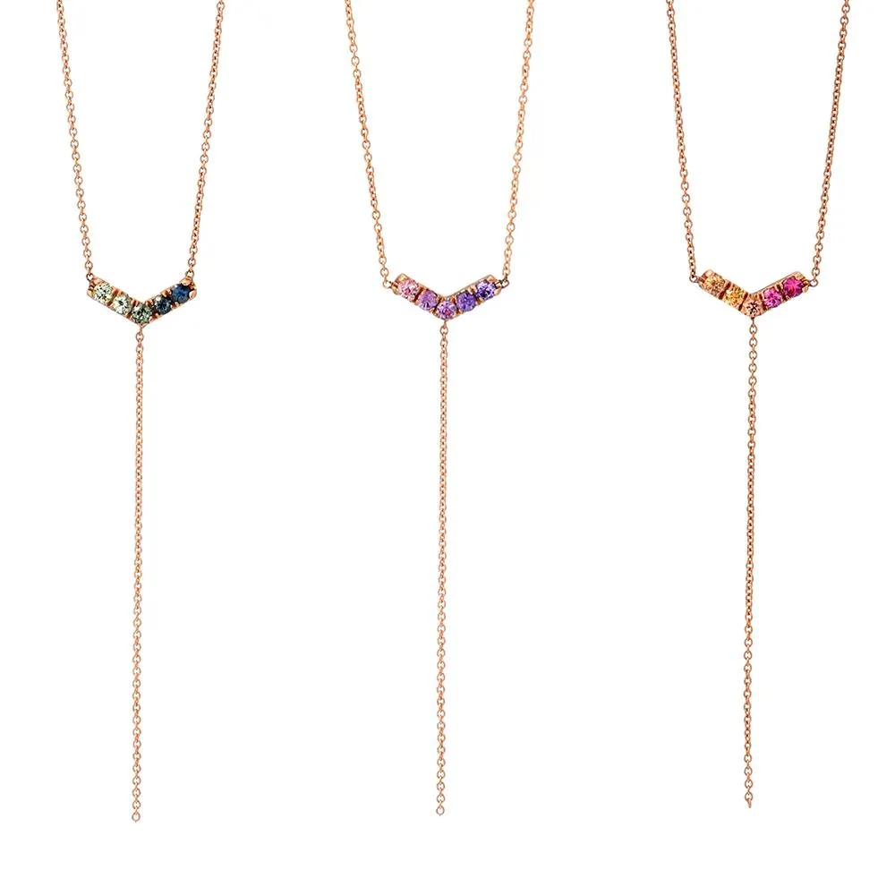 Pegasus Chev Lariat Ombré Sapphire Necklace