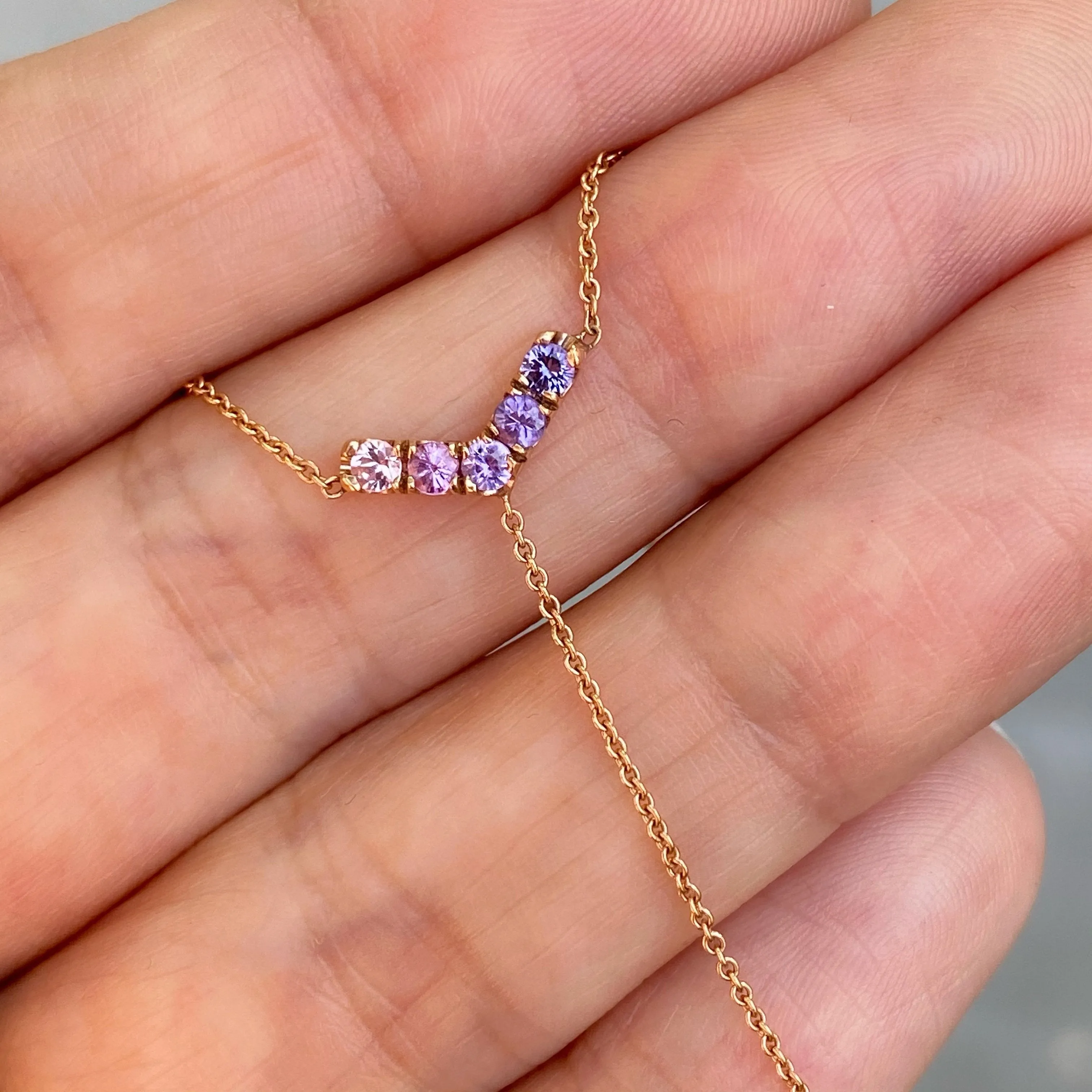 Pegasus Chev Lariat Ombré Sapphire Necklace