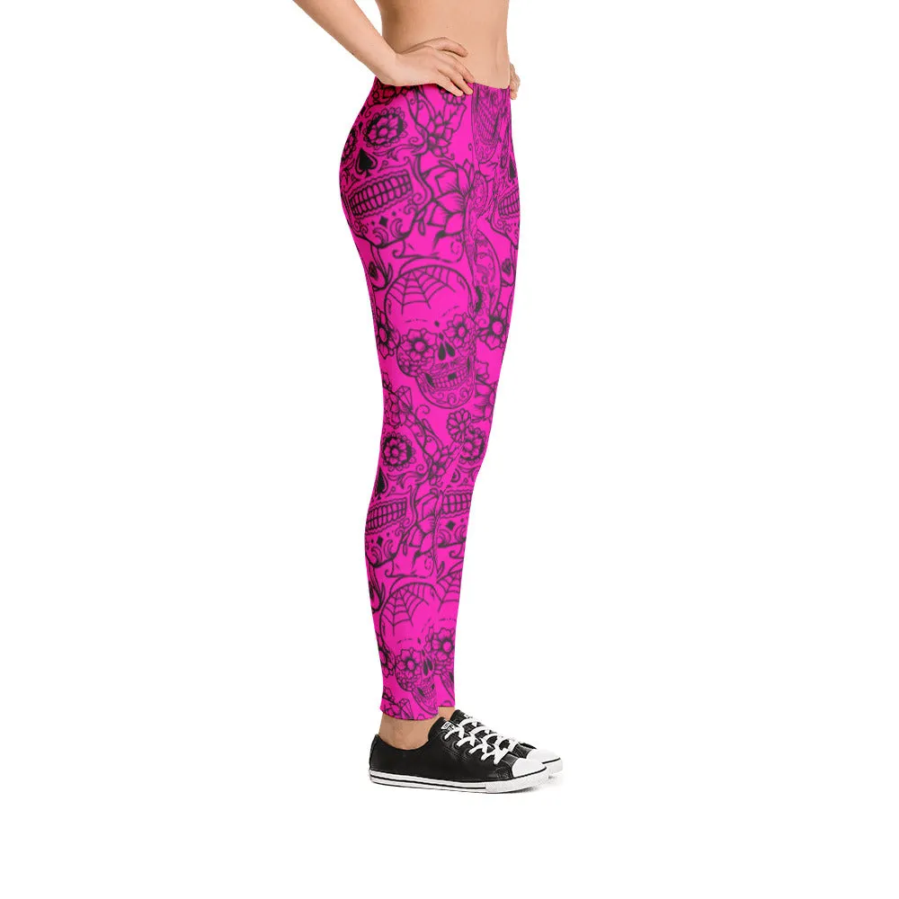 Pink Sugar Skull Leggings