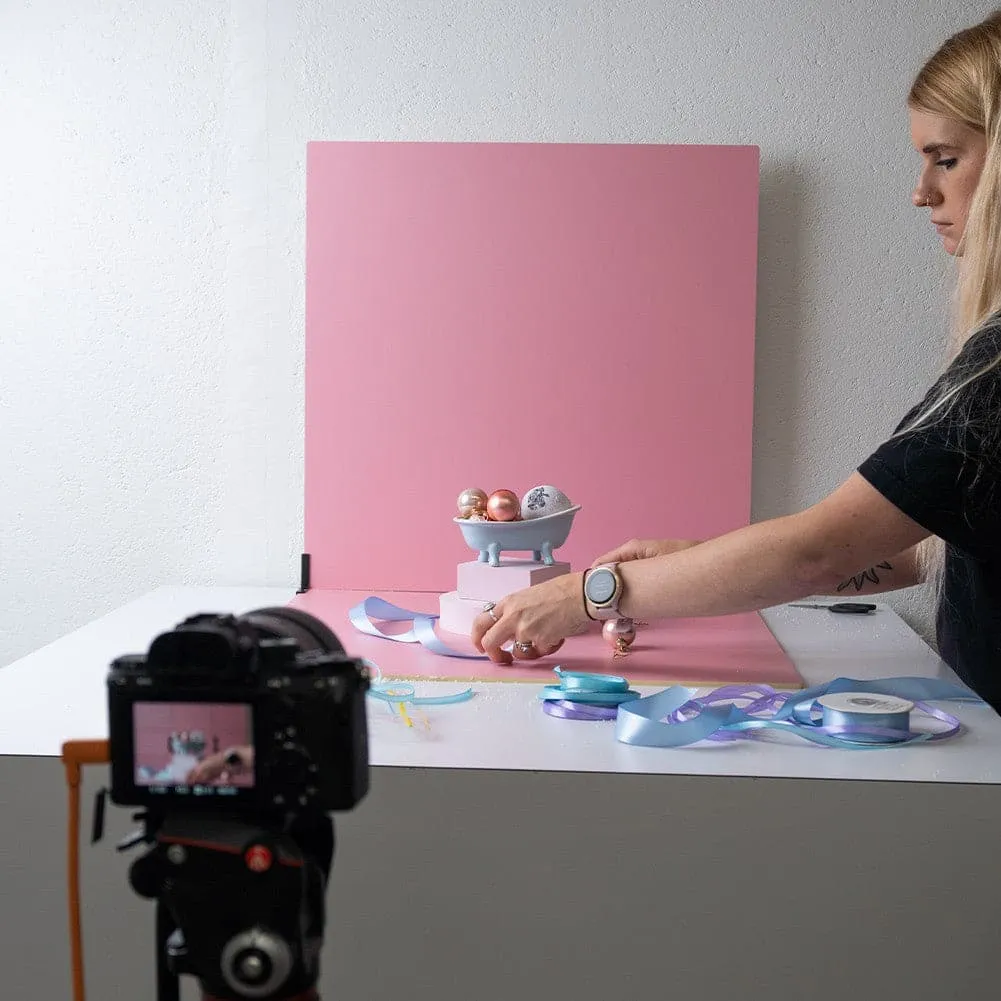 ProBoards Flat Lay Photography Rigid White Pink Backdrop - Fairy Floss (60cm x 60cm)