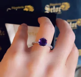 Purple amethyst diamond ring WDR051