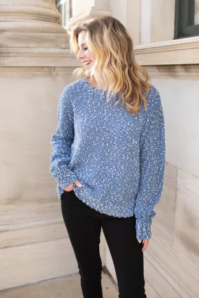 "Snow Flurries" Dot Sweater Blue