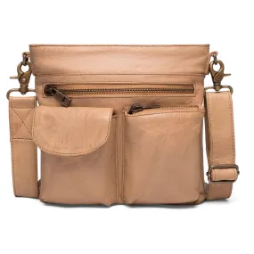 Raw and nice crossbody bag in soft leather / 15350 - Camel