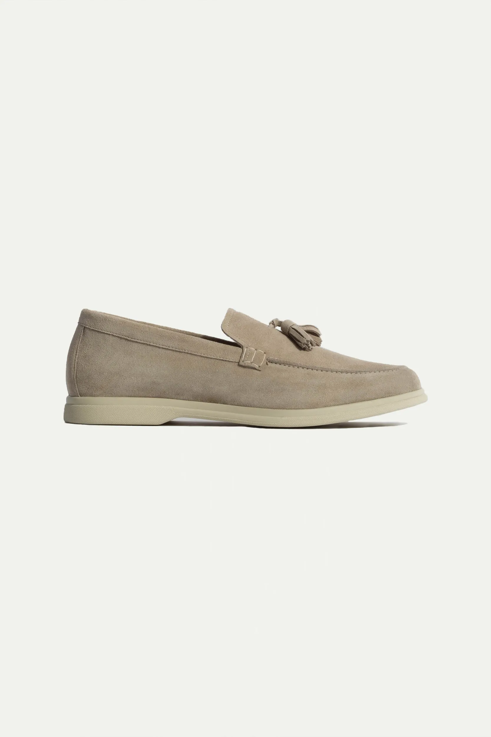 Sand suede tassel loafers - Made In Italy