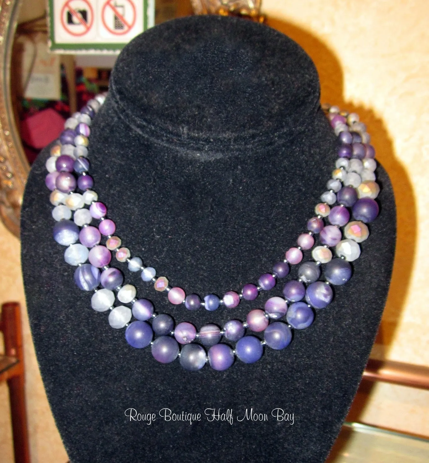 Semi-precious Natural Stone necklace (Amethyst)